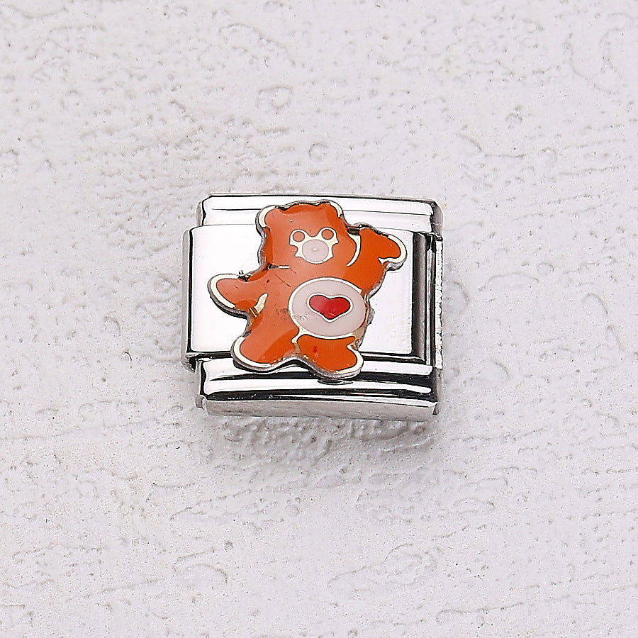 Wholesale 10pcs Italian Charm Bracelet 9mm DIY Splicing Cartoon Bear Pet Dog Stainless Steel Composable Bracelet