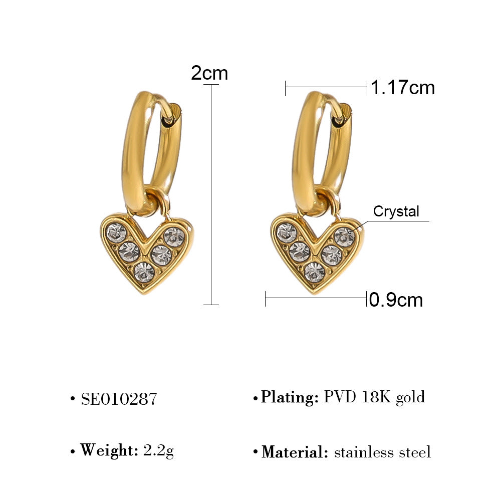 Wholesale Heart Diamond Series Retro Earrings