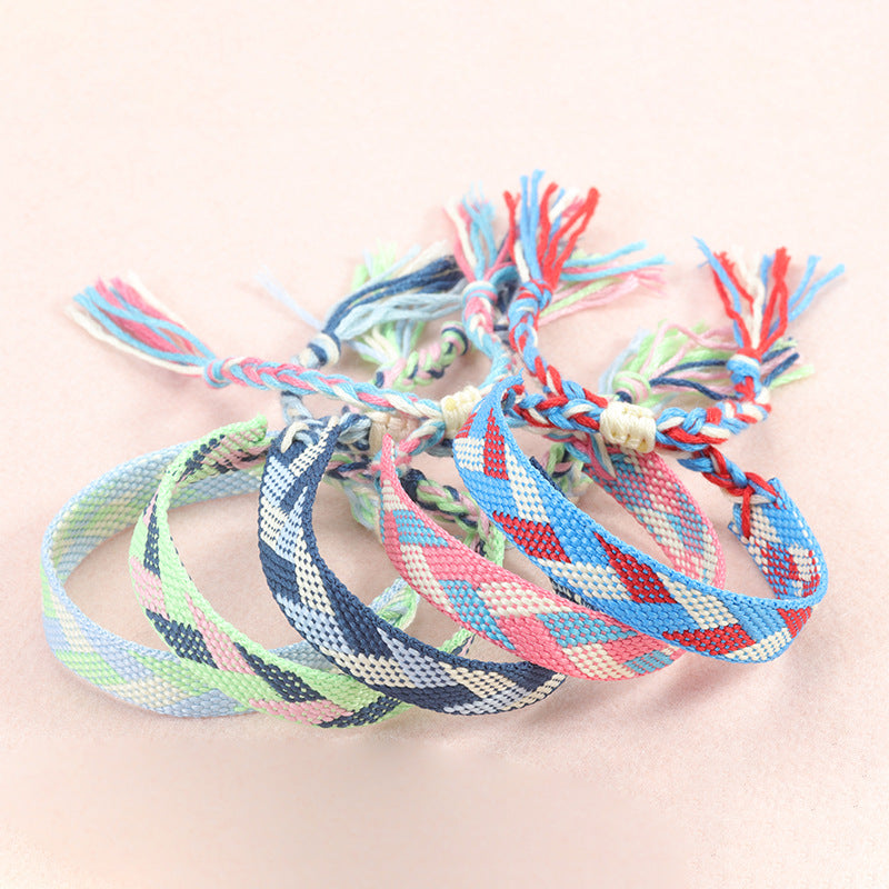 Wholesale Bohemian ethnic style cotton and linen woven bracelet
