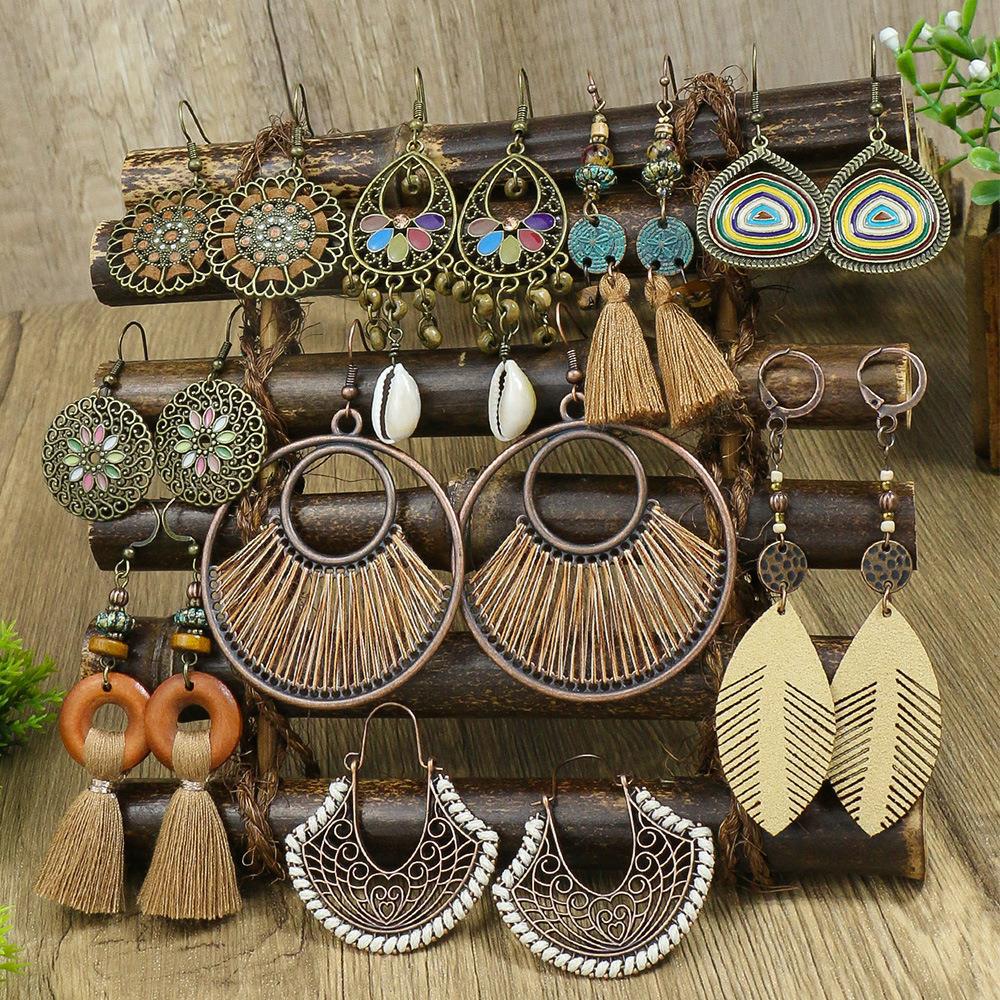 Wholesale Ethnic Style Tassel Round Earrings Fashion Accessory Gift for Women
