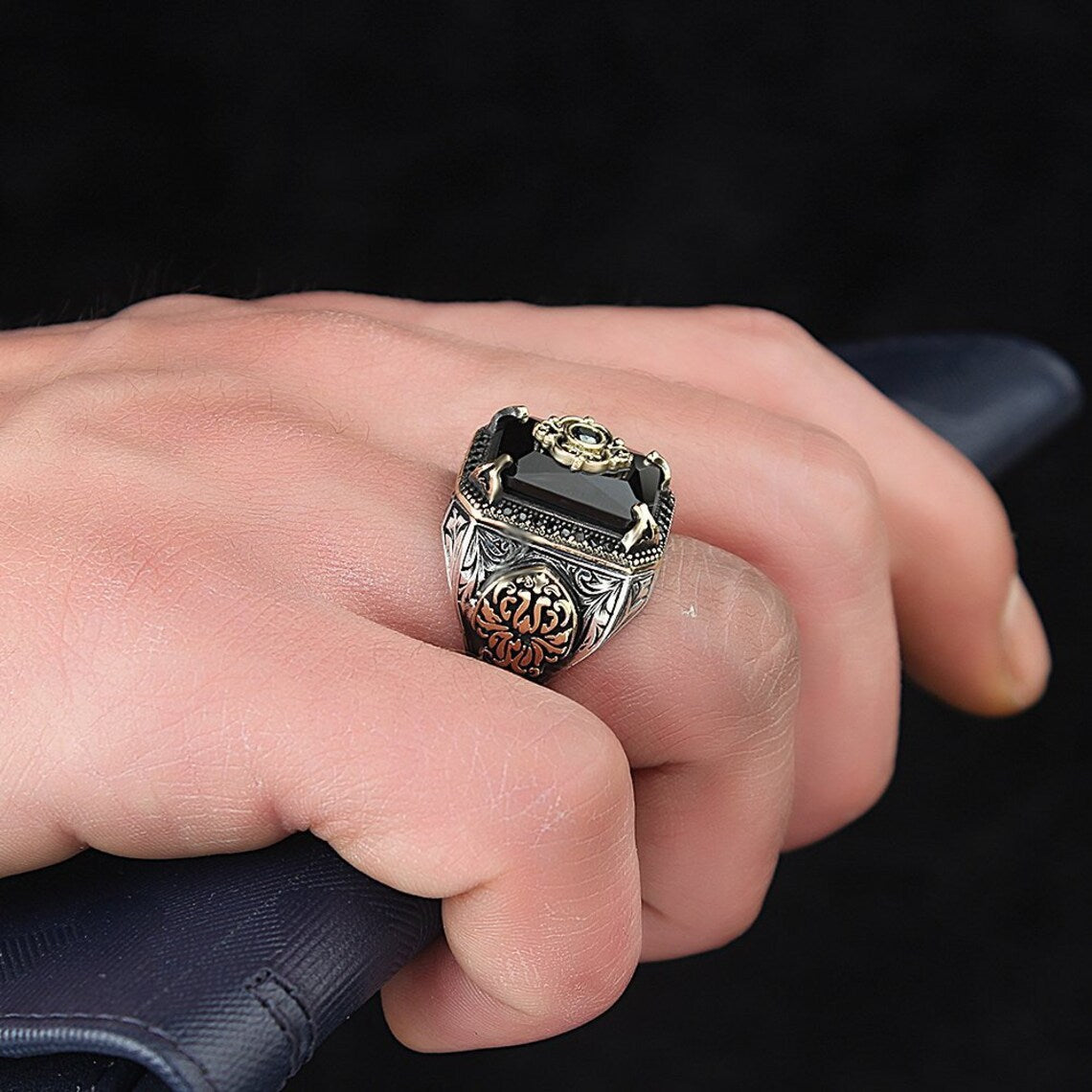 Wholesale  retro smear square alloy ring