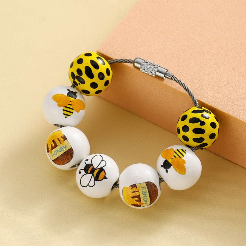 Wholesale Yellow Bee Detachable Bracelet Keychains ACC-KC-RongRui004
