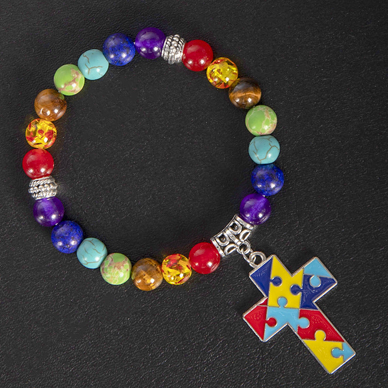 Wholesale Natural Agate Yoga Bracelet with Ribbon Pendant,  Unisex Everyday Jewelry