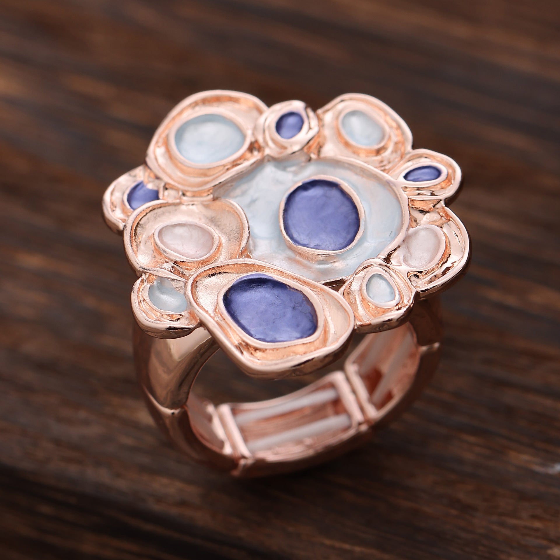 Wholesale Colorful Oil Painting Geometric Board Spring Ring