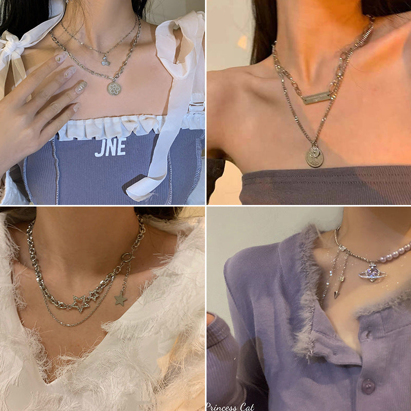 Wholesale Double Layer Love Necklace Sweater Chain Heart Necklace Long Necklace ACC-NE-Tongs006