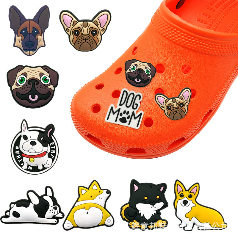 Wholesale Random 100pcs Cute Cartoon Dog PVC Soft Rubber Shoe Buckle Decoration ACC-SC-YiBang004