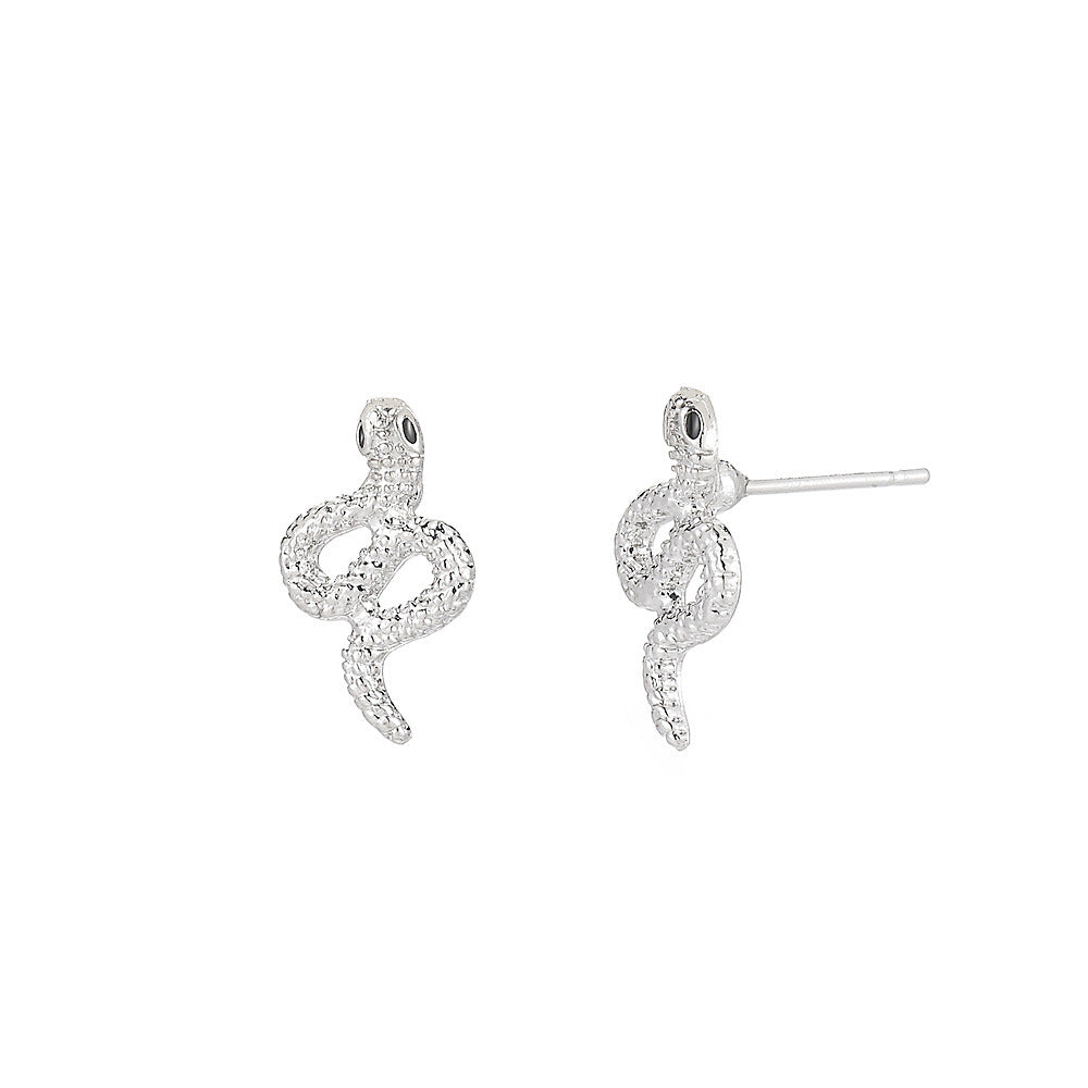 Wholesale fashion zodiac snake silver earrings