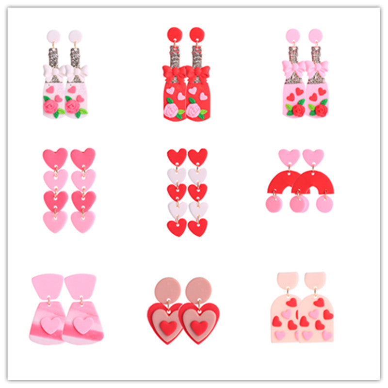 Wholesale Valentine's Day Supply Soft Pottery  Love Earrings
