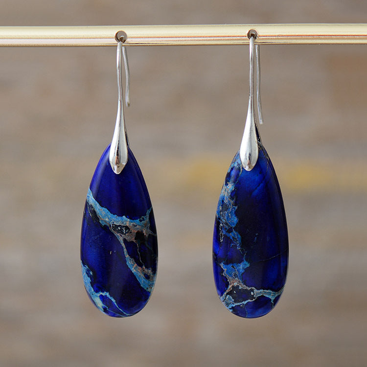Wholesale Bohemian Imperial Stone Natural Stone Water Drop Pendant Earrings ACC-ES-LZ005