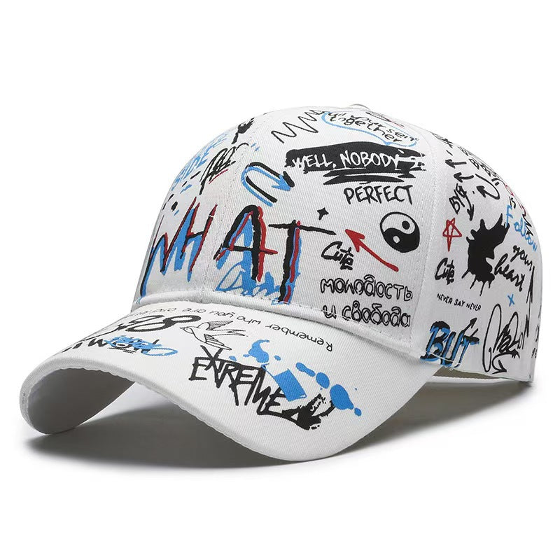 Wholesale Chic Graffiti Baseball Cap Unisex Adjustable Breathable Sun Hat for Outdoor Activities