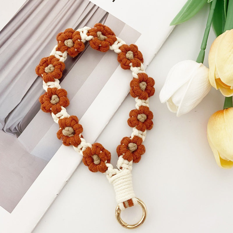 Wholesale Small Daisy Flower Mobile Phone Lanyard Keychain Bohemian Holiday Style Keychains ACC-KC-Huaien001