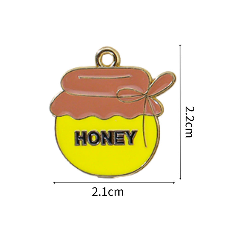 Wholesale 10pcs/pack  Alloy Oil Dripping Cartoon Bee Animal DIY Earrings Keychain Pendant Jewelry Accessories Bag Pendant