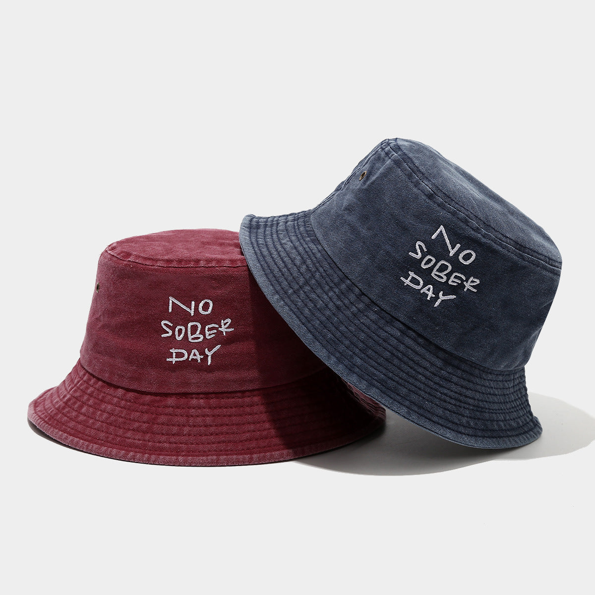 Wholesale Washed Cotton Embroidered Flat Top Fisherman Hat Bucket Hat