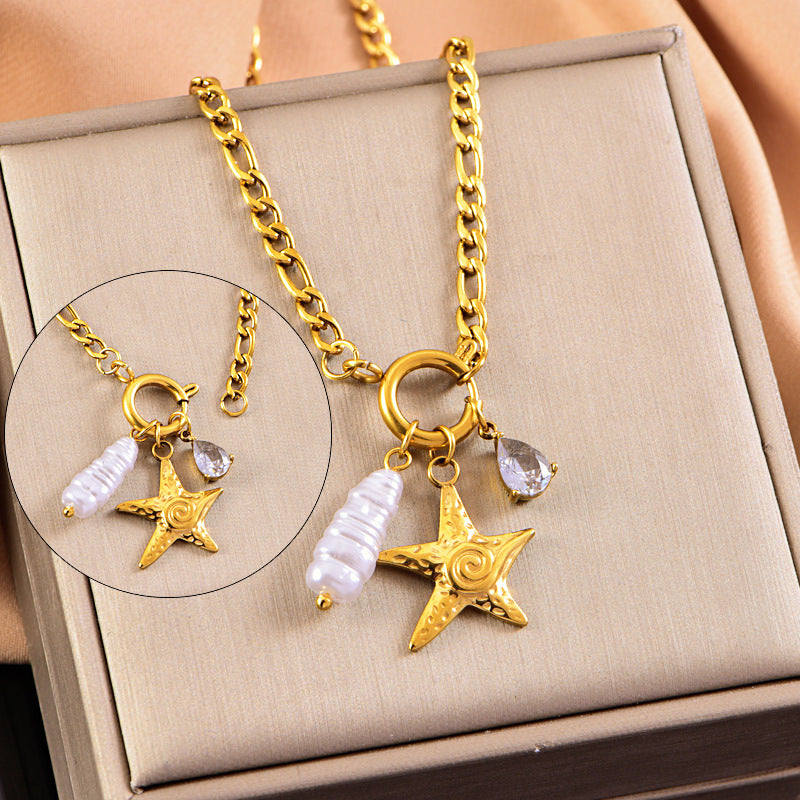 Wholesale  304 stainless steel handmade DIY pendant necklace love starfish clavicle chain