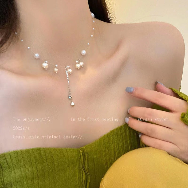 Wholesale Light luxury Pearl titanium steel necklace