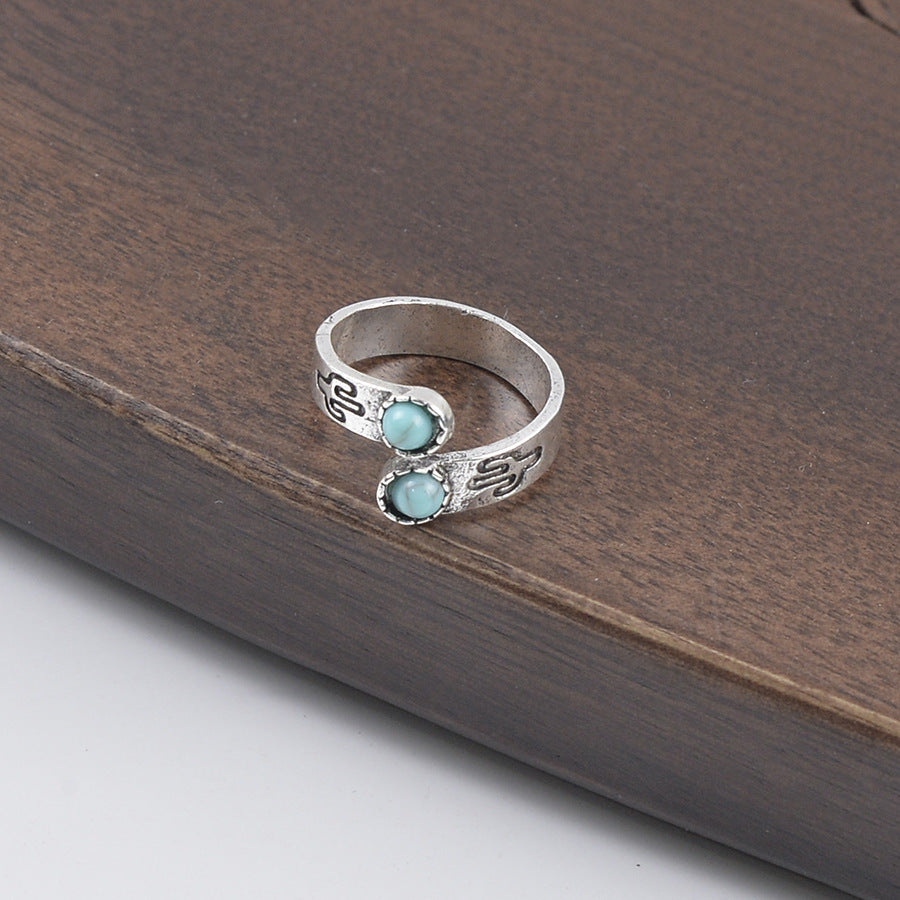 Wholesale Vintage Carved Cactus Adjustable Ring In Antique Silver Trendy Women S Jewelry Accessory For Everyday Wear