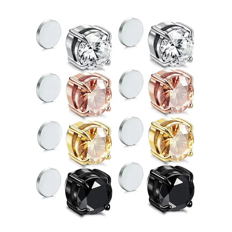 Wholesale  Stainless steel no ear hole zircon magnetic ear bone  earrings
