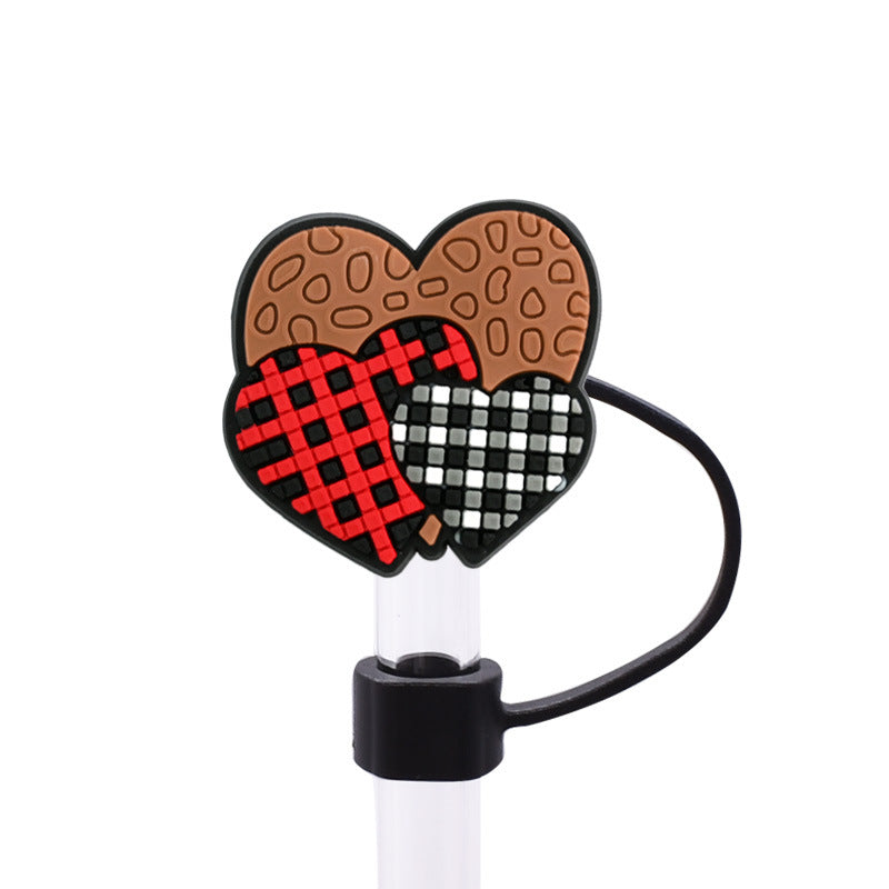 Wholesale Random 100pcs Leopard Series 8/10mm PVC Soft Straw Tube Cap