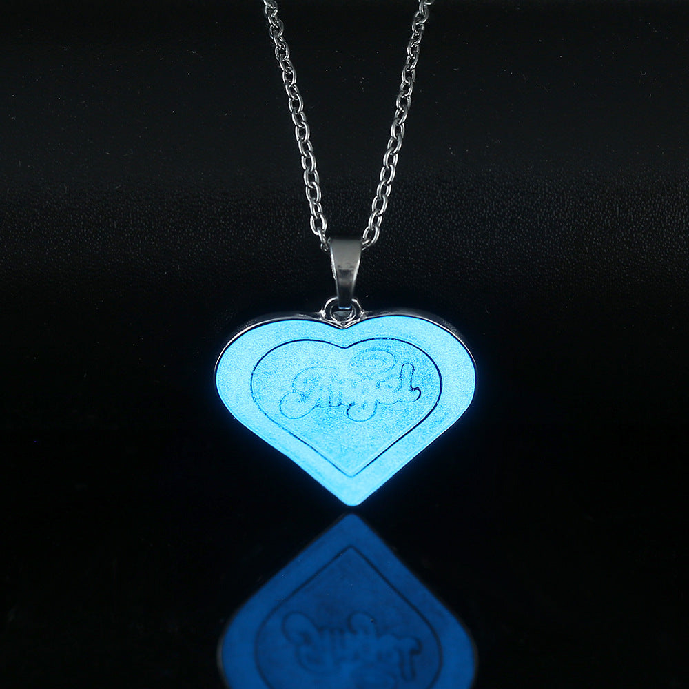 Wholesale Stainless steel  love angel luminous  pendant necklace