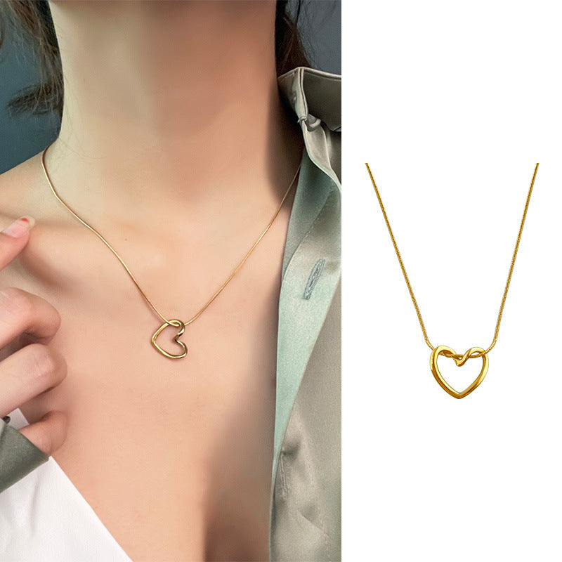 Wholesale Titanium Steel twisted heart necklace