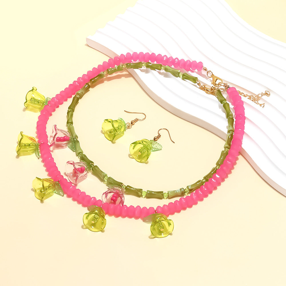 Wholesale Summer Light Luxury Handmade Beaded Colorful  Necklace