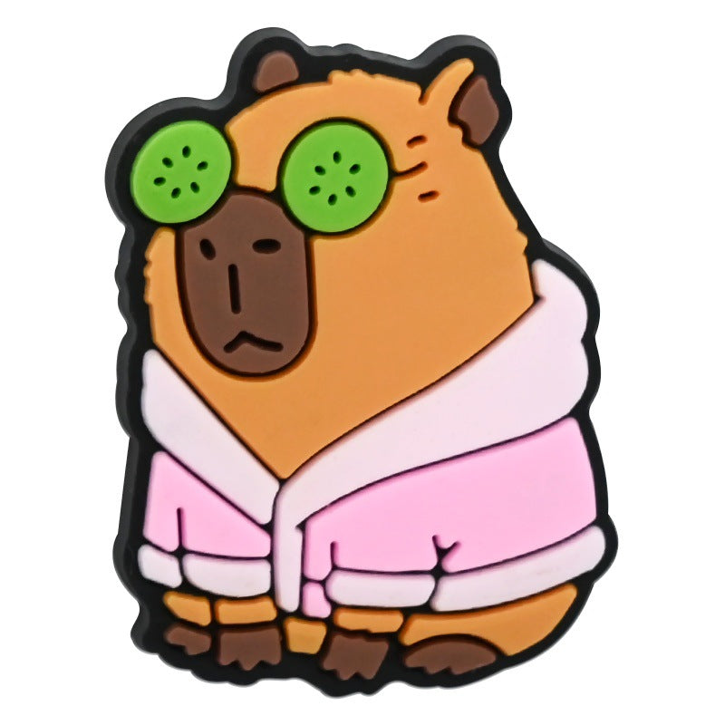 Wholesale   Random 100pcs Cute capybara PVC Soft Rubber Shoe Buckle Decoration