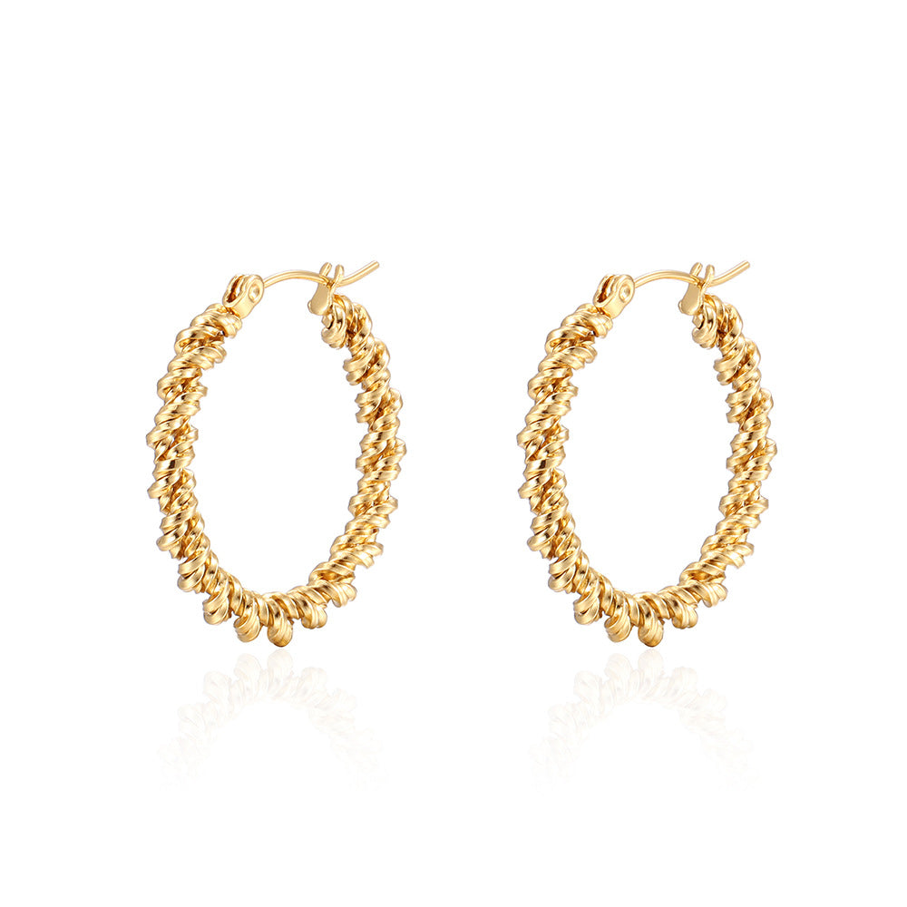 Wholesale Vintage Twisted Hoop Titanium Steel Earrings ACC-ES-Yixin007