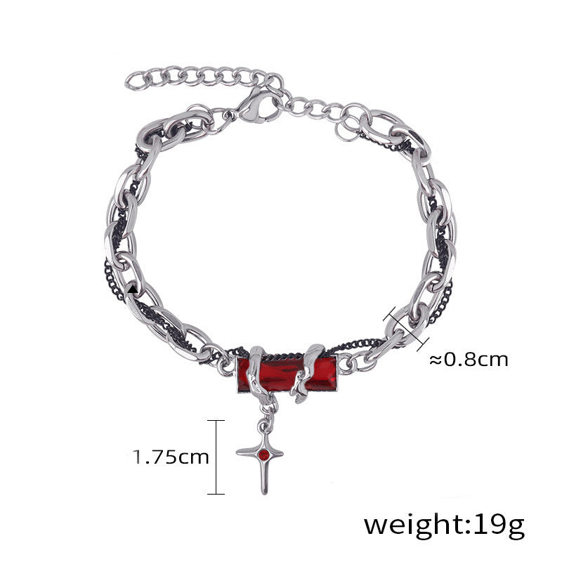 Wholesale Star-Wrapped Black Diamond Bracelet for Men,  Titanium Steel Design,  New Versatile Valentine' s Day Accessories for Women,  Simple Star Bracelet Trend