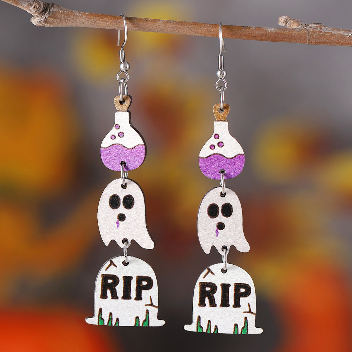 Wholesale  Gothic Style Cute Ghost Tassel Triple  Earrings