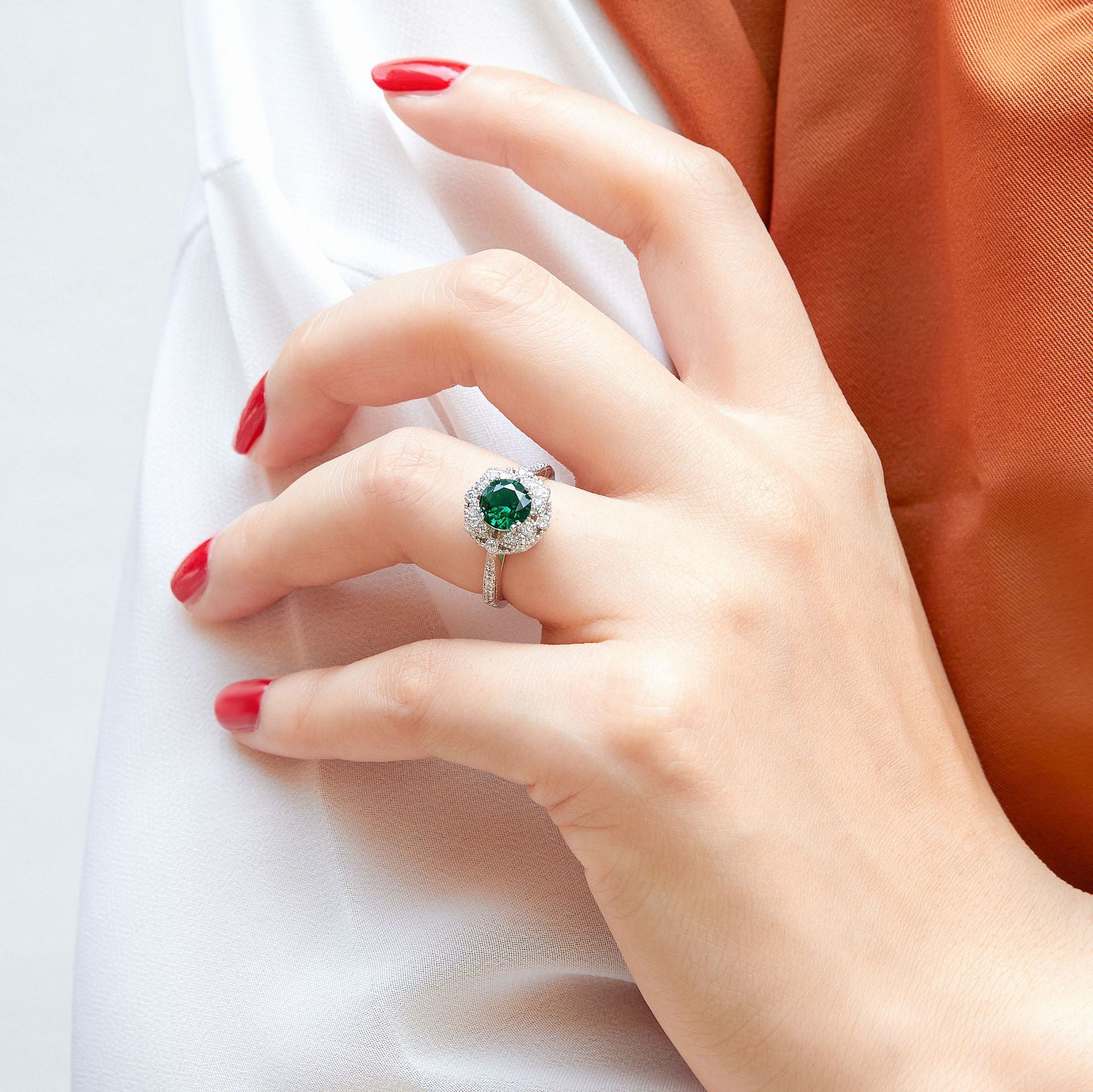 Wholesale s925 sterling silver micro-inlaid Zircon blue green gemstone fashion ring