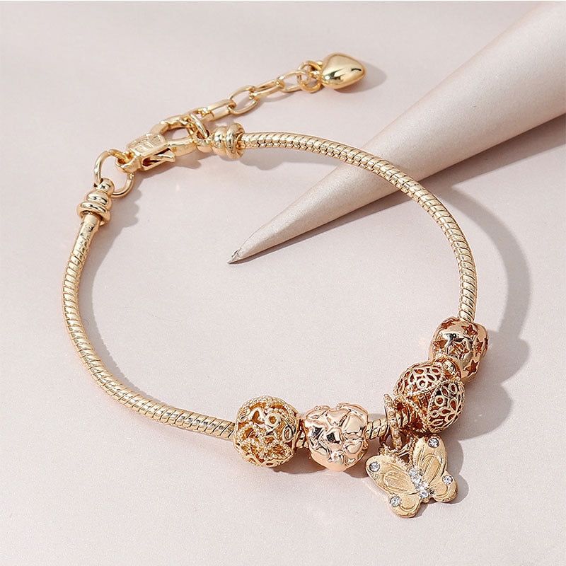 Wholesale Heart Shaped Rhinestone Stainless Steel Copper Alloy Beaded Bracelet ACC-BT-JingSY001