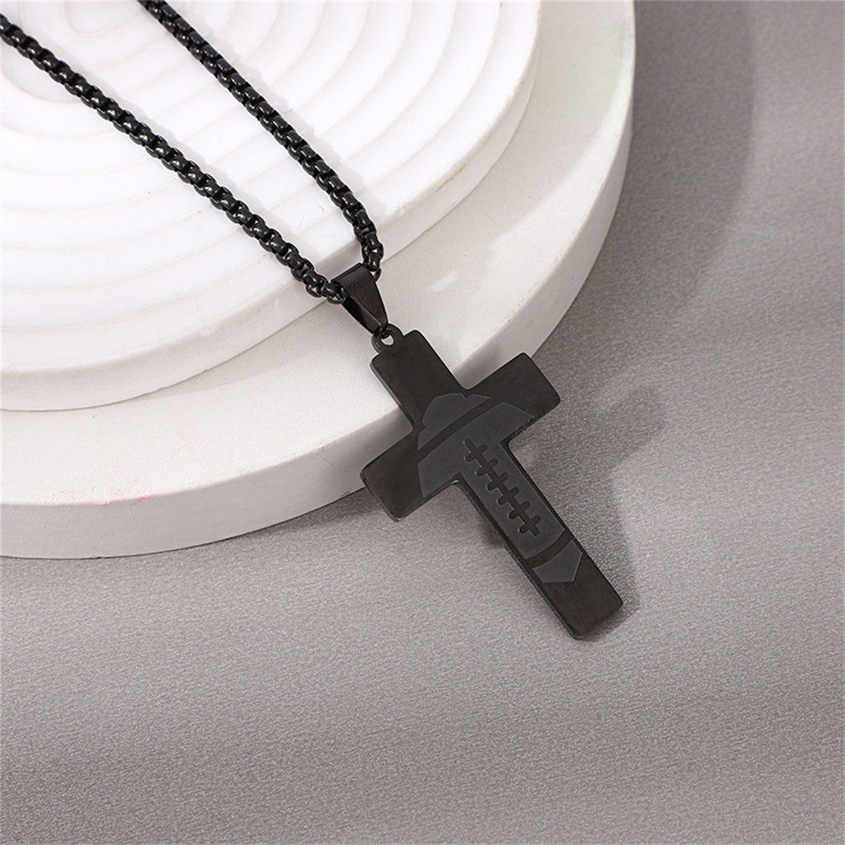 Wholesale American Football Stainless Steel Cross Bible Pendant Necklace