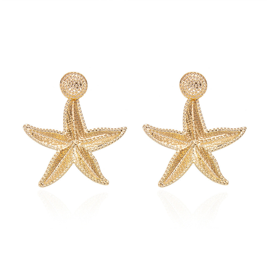 Wholesale Zinc Alloy Electroplated Starfish Shell Earrings Ocean Beach Vacation Party Jewelry Accessory
