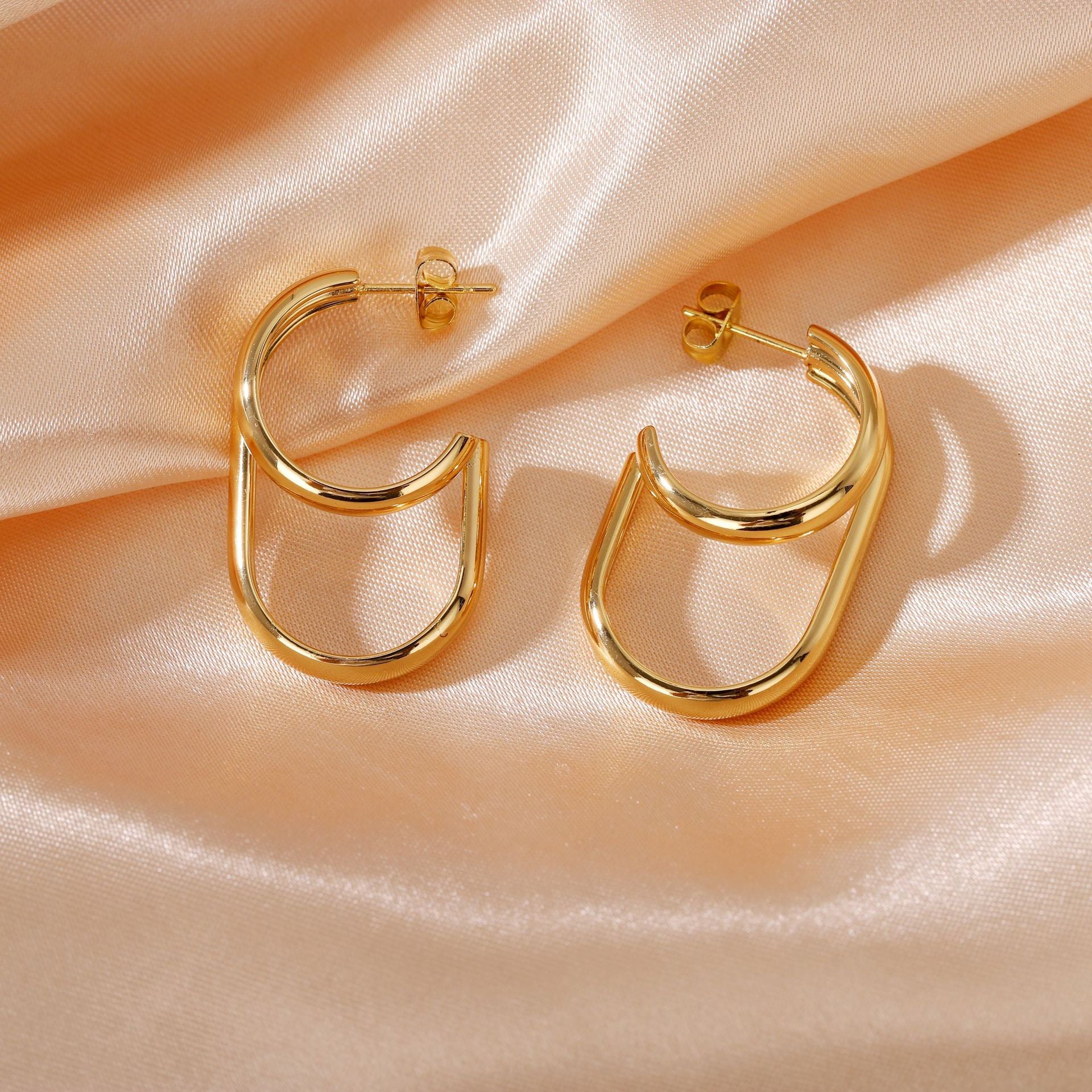 Wholesale Geometric Patchwork Titanium Steel Stud Earrings