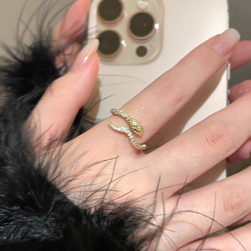 Wholesale Personalized Snake-Shaped Zircon Open Ring