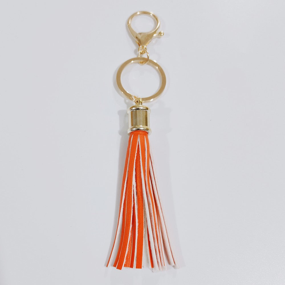 Wholesale Leopard Color Leather Tassel Keychain