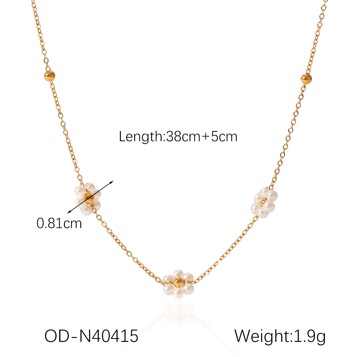 Wholesale Stainless Steel Flower Shape Pearl Necklace