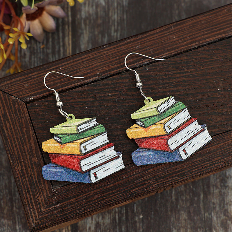 Wholesale Book Creative Wooden Earrings