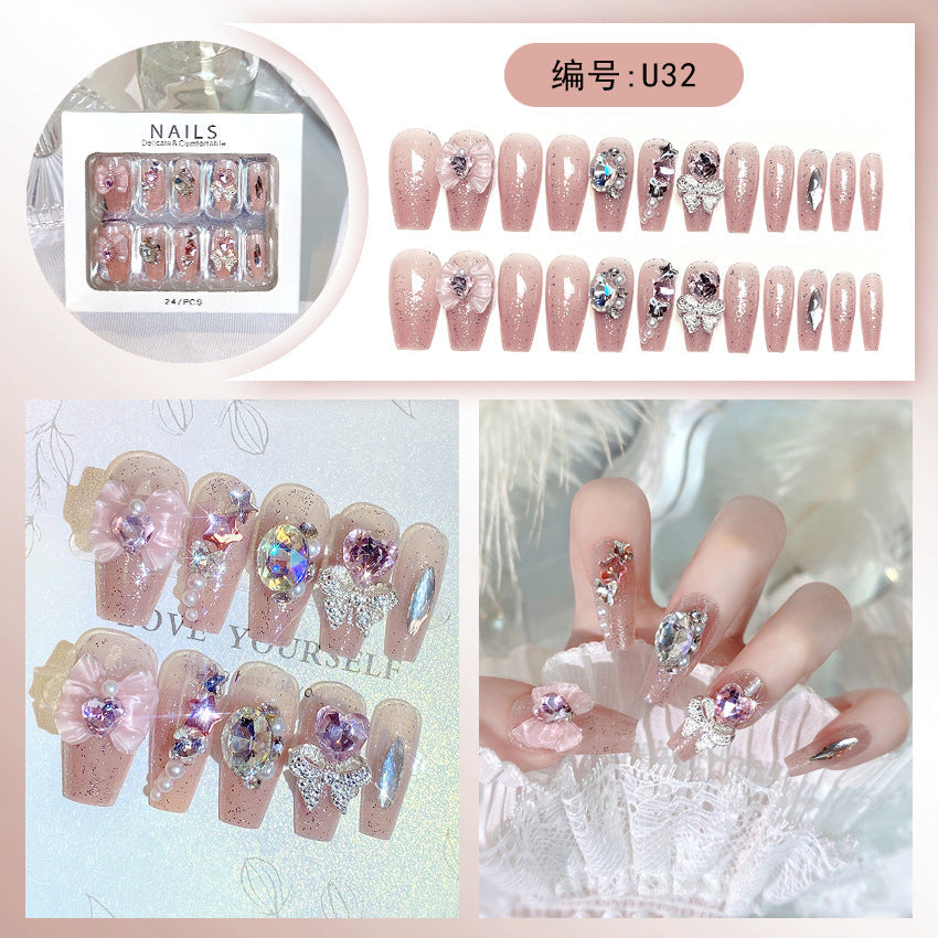 Wholesale 24 Pieces/box Large Diamond Nail Patches Press-on Nails Kits Nail Stickers ACC-NS-DiNa004