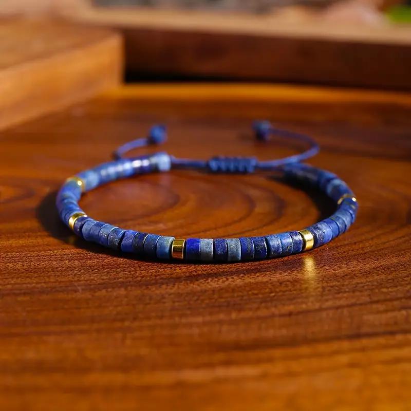 Wholesale Bohemian Style Natural Stone Lapis Lazuli Adjustable Woven Beaded Bracelet Handmade Beads Fashion Accessory For Resale