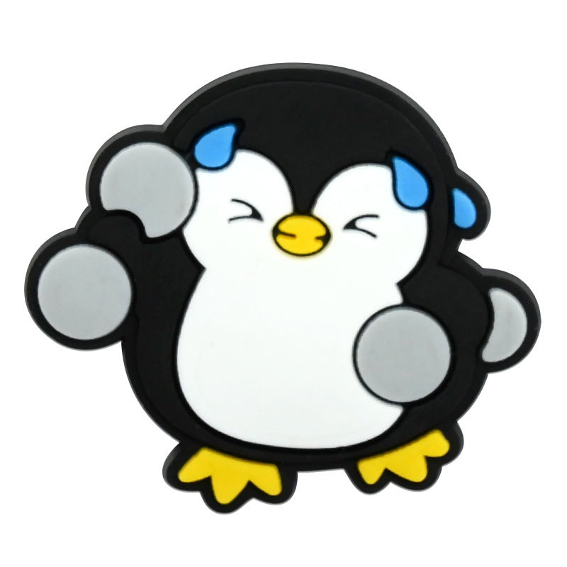 Wholesale   Random 100pcs Creative Cartoon Penguin Series PVC Soft Rubber Shoe Buckle Decoration