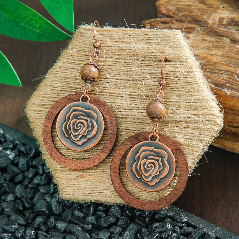 Wholesale Bohemian Tassel Earrings Metal Leather Leaf Circle Fashion Accessory for Party Wear