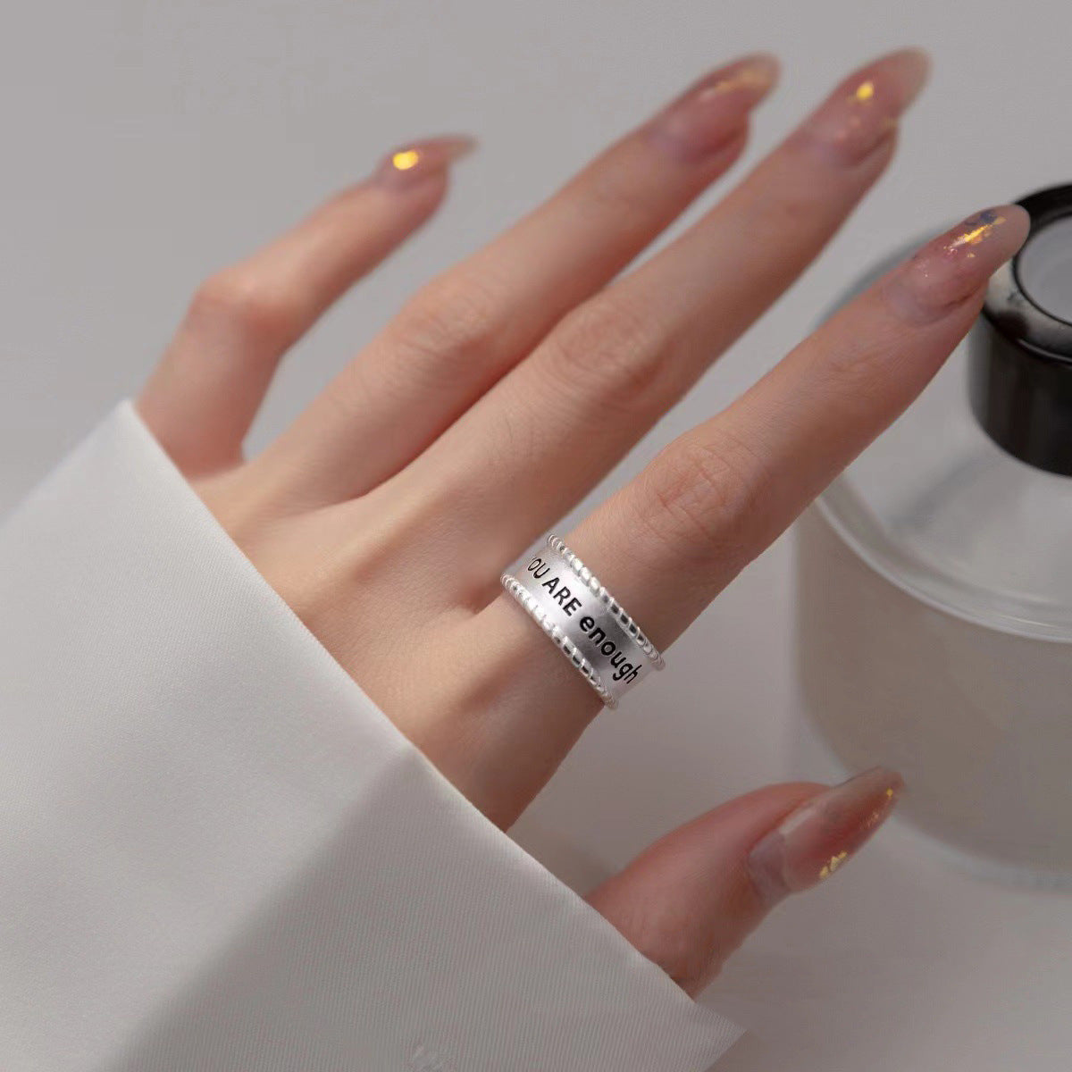 Wholesale Frosted Letter Open Ring