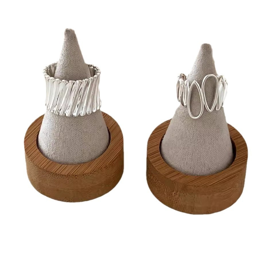 Wholesale Hollow Water Drops Irregular Ring  Sterling Silver Open Ring