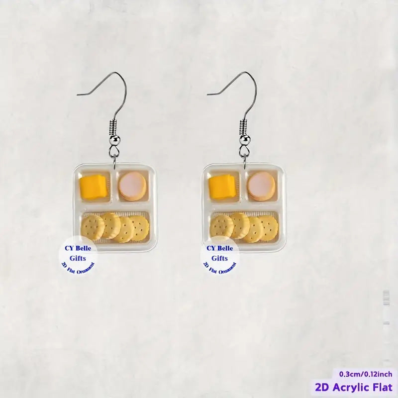 Wholesale  Creative Design Simulation Dinner Plate Flat 2D Acrylic Earrings