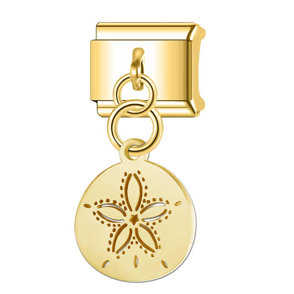 Wholesale Italian Charm Bracelet 9mm DIY Splicing Hollow Gold Pendant Stainless Steel Composable Bracelet