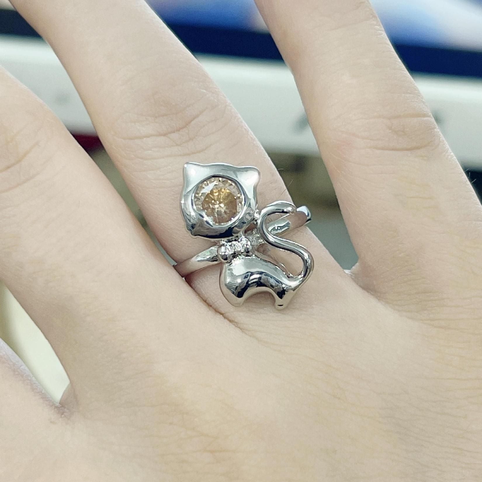 Wholesale Bowknot Curly-tail Cat Copper Jewelry Bow Rings