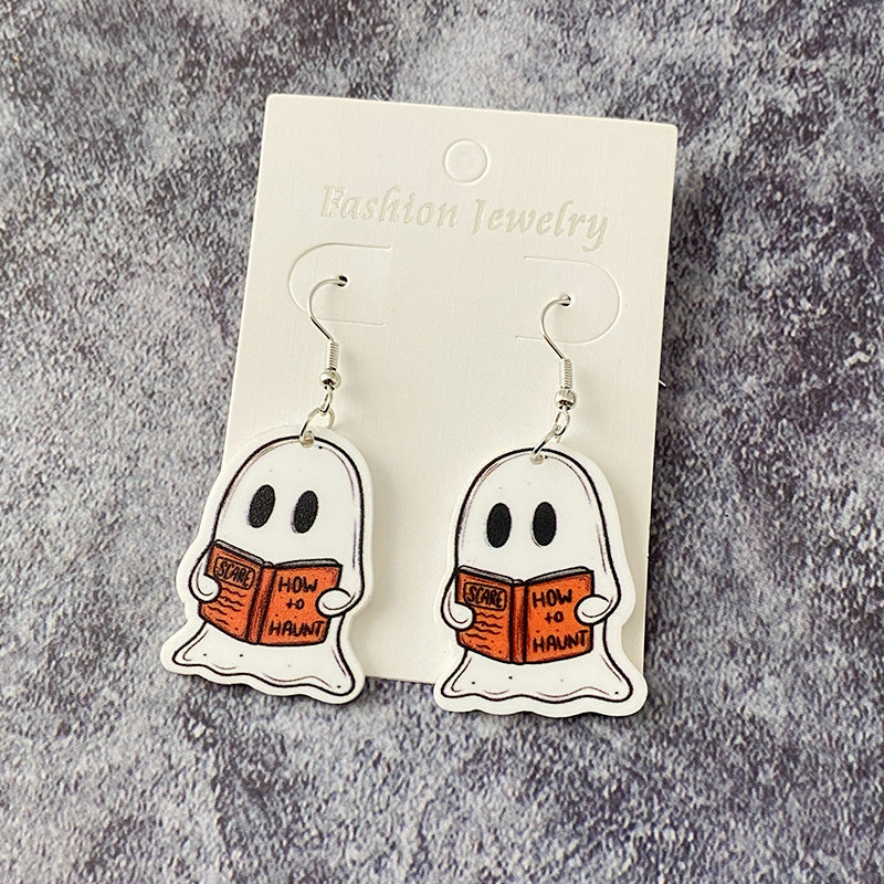 Wholesale Halloween Book Ghost Acrylic Earrings