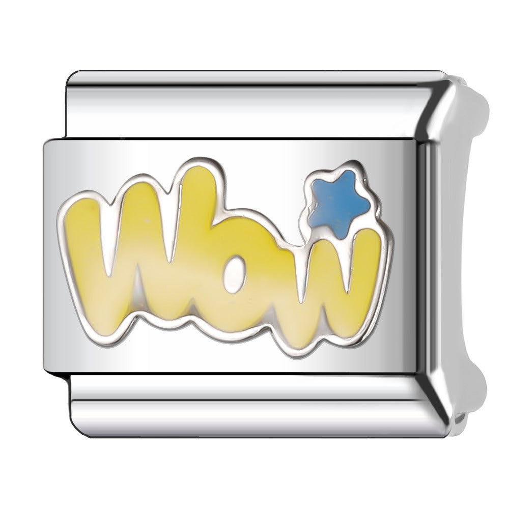 Wholesale Italian Charm Bracelet 9mm DIY Splicing English Stainless Steel Composable Bracelet