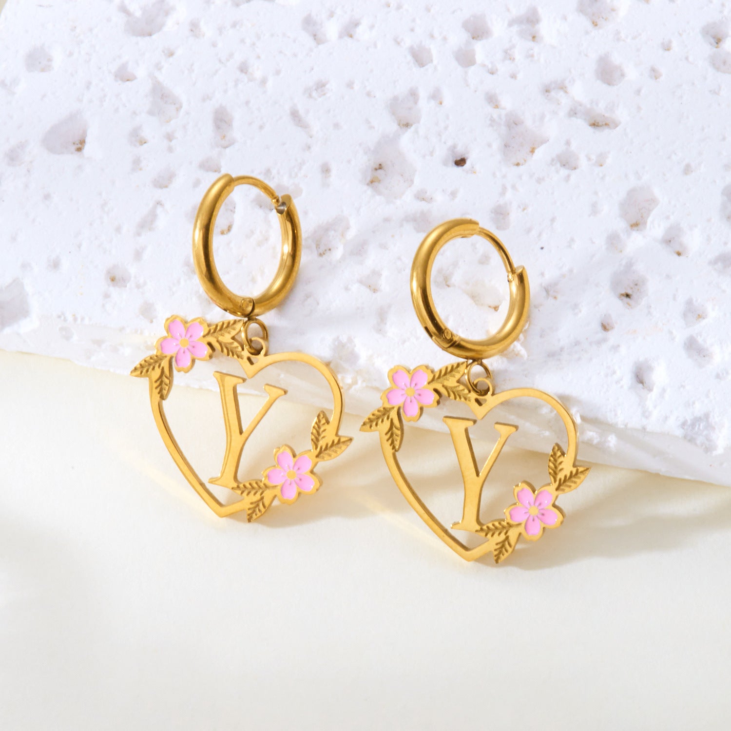 Wholesale Luxury Cut Out Stainless Steel 26 English Letter Earrings